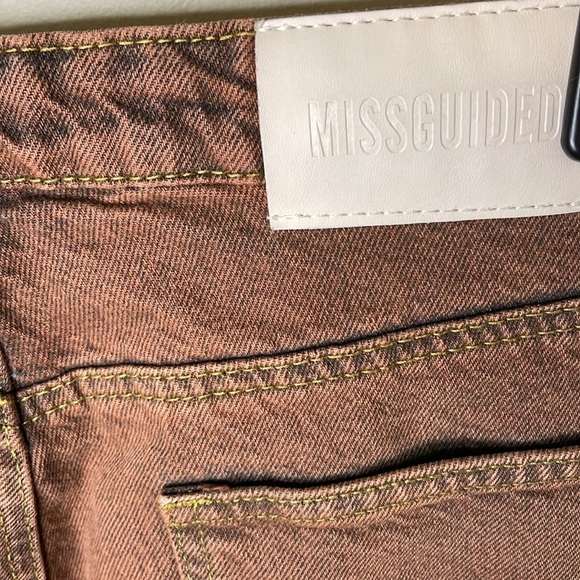 MISSGUIDED Women’s 4R Rust Wash Wrath Split Hem Jeans Straight Street Indie Goth - Picture 5 of 12